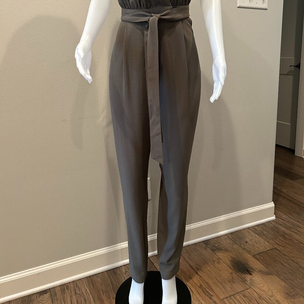 Bebe Olive Green Surplice Sleeveless Jumpsuit - Picture 2 of 6